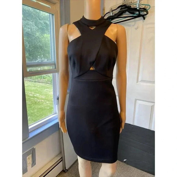 Y2k GUESS Los Angeles Black Crisscross Cut Out Party Sheath Bodycon Dress 2 - Picture 8 of 8